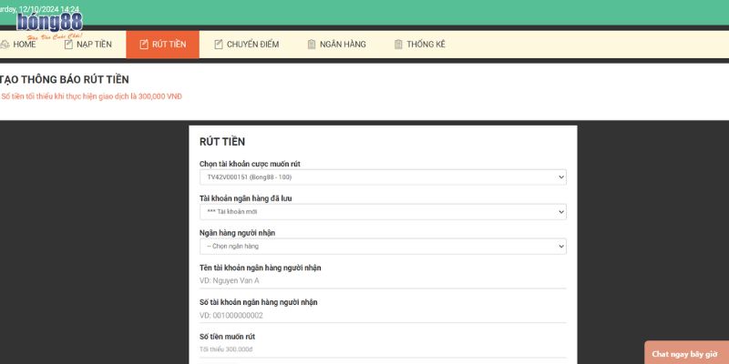 Hướng dẫn rút tiền Bong88 nhanh gọn lẹ 1 Rút tiền tại nhà cái Bong88 dễ dàng với 5 bước
